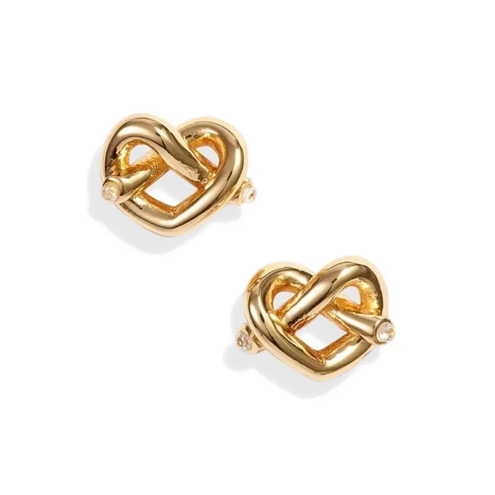 Kate Spade Loves Me Knot Stud Gold Tone Earrings, New In Box, Love Knot🖤♤🖤